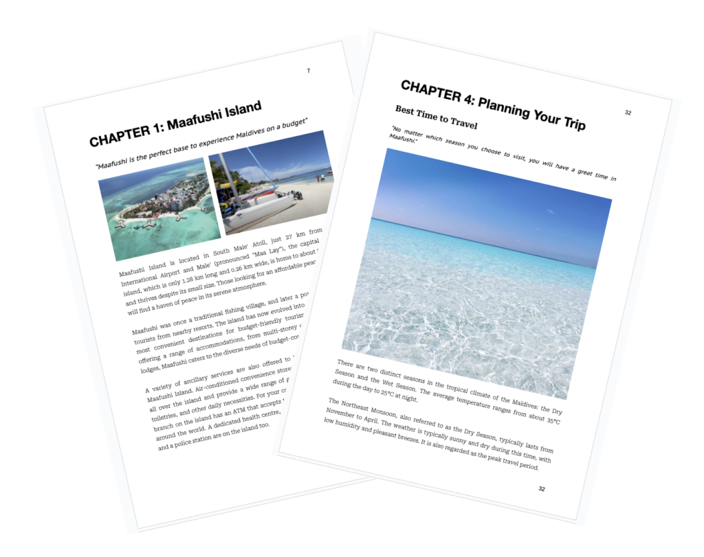 Page previews of Discover Maafushi eBook